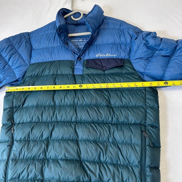 Eddie Bauer Mens Stratuslite Down Snap Mock Neck Coat Jacket Size L EB650 Blue - Picture 7 of 11